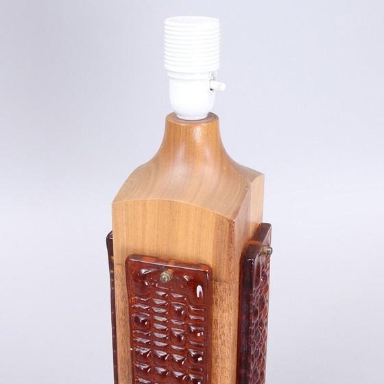 Image 1 of Vintage teak lamp with 4 glass plates, Sweden