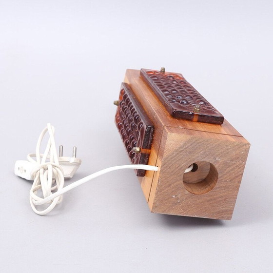 Image 1 of Vintage teak lamp with 4 glass plates, Sweden