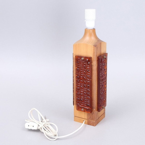 Image 1 of Vintage teak lamp with 4 glass plates, Sweden