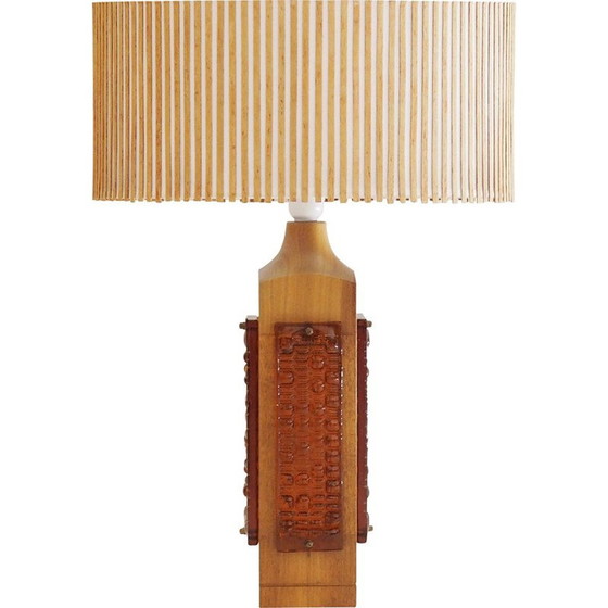 Image 1 of Vintage teak lamp with 4 glass plates, Sweden