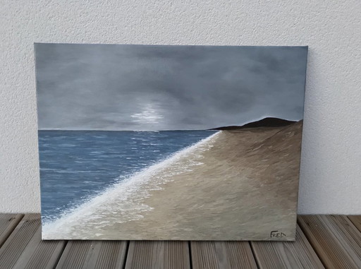 Paysage Marin - Oil On Canvas By Frédéric Cadiou