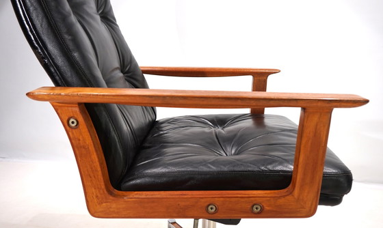 Image 1 of Sibast Leather And Teak Office Chair By Arne Vodder, 1960