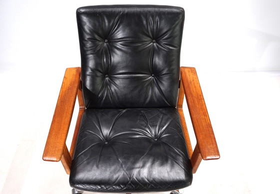 Image 1 of Sibast Leather And Teak Office Chair By Arne Vodder, 1960