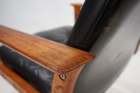 Image 1 of Sibast Leather And Teak Office Chair By Arne Vodder, 1960