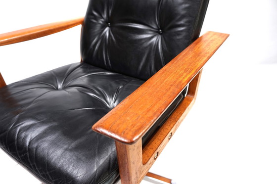 Image 1 of Sibast Leather And Teak Office Chair By Arne Vodder, 1960