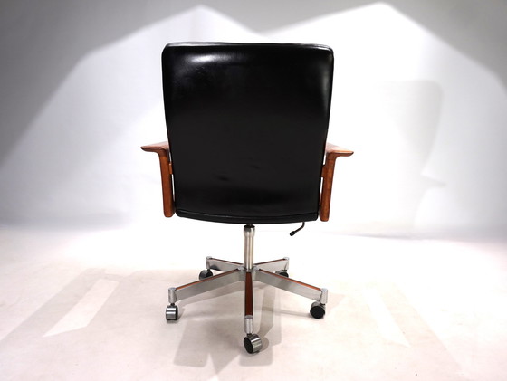 Image 1 of Sibast Leather And Teak Office Chair By Arne Vodder, 1960