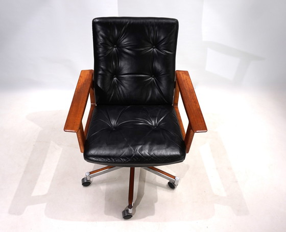 Image 1 of Sibast Leather And Teak Office Chair By Arne Vodder, 1960