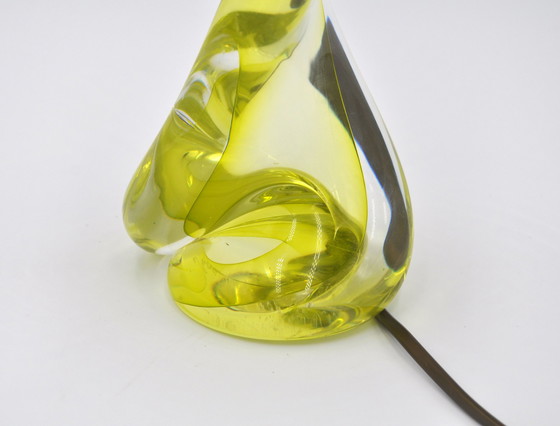 Image 1 of Val Saint-Lambert 'Twisted' table lamp Crystal/lime green