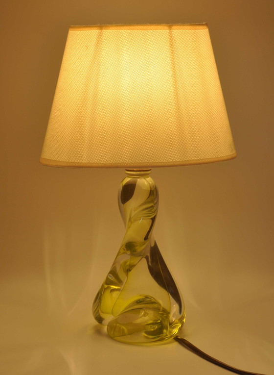 Image 1 of Val Saint-Lambert 'Twisted' table lamp Crystal/lime green