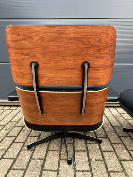 Image 1 of Original Vitra Eames Lounge Chair Xl + Ottoman Rosewood Wood And Premium Black Leather