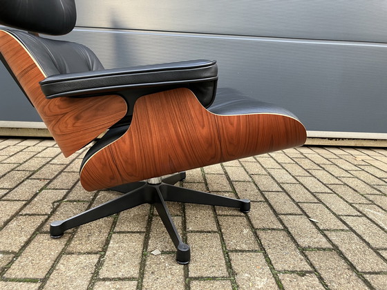 Image 1 of Original Vitra Eames Lounge Chair Xl + Ottoman Rosewood Wood And Premium Black Leather