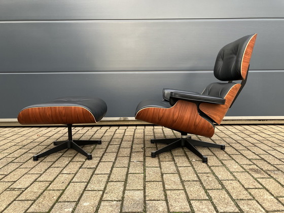 Image 1 of Original Vitra Eames Lounge Chair Xl + Ottoman Rosewood Wood And Premium Black Leather