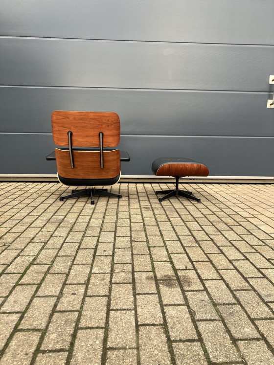 Image 1 of Original Vitra Eames Lounge Chair Xl + Ottoman Rosewood Wood And Premium Black Leather