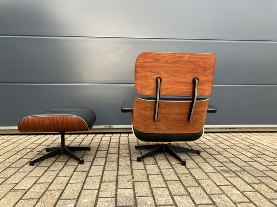 Image 1 of Original Vitra Eames Lounge Chair Xl + Ottoman Rosewood Wood And Premium Black Leather