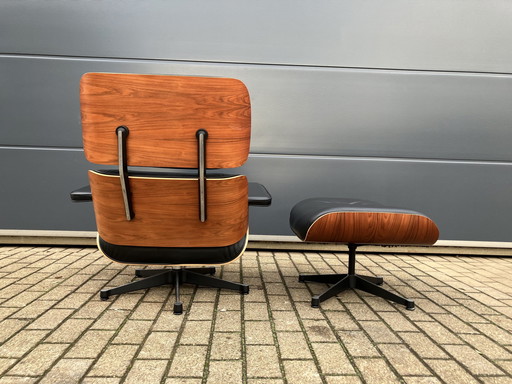 Original Vitra Eames Lounge Chair Xl + Ottoman Rosewood Wood And Premium Black Leather