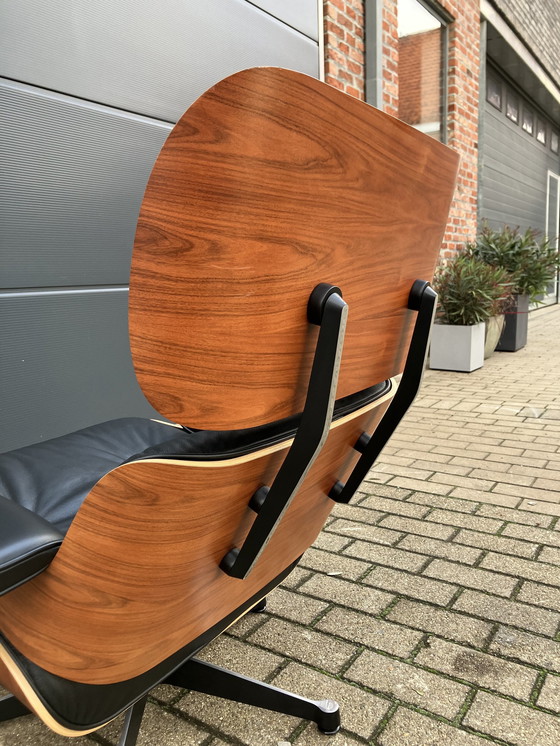 Image 1 of Original Vitra Eames Lounge Chair Xl + Ottoman Rosewood Wood And Premium Black Leather