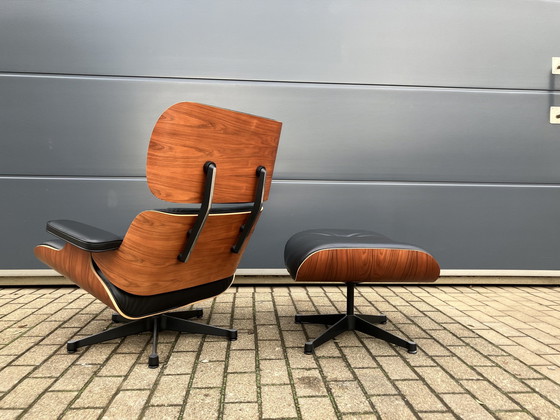 Image 1 of Original Vitra Eames Lounge Chair Xl + Ottoman Rosewood Wood And Premium Black Leather