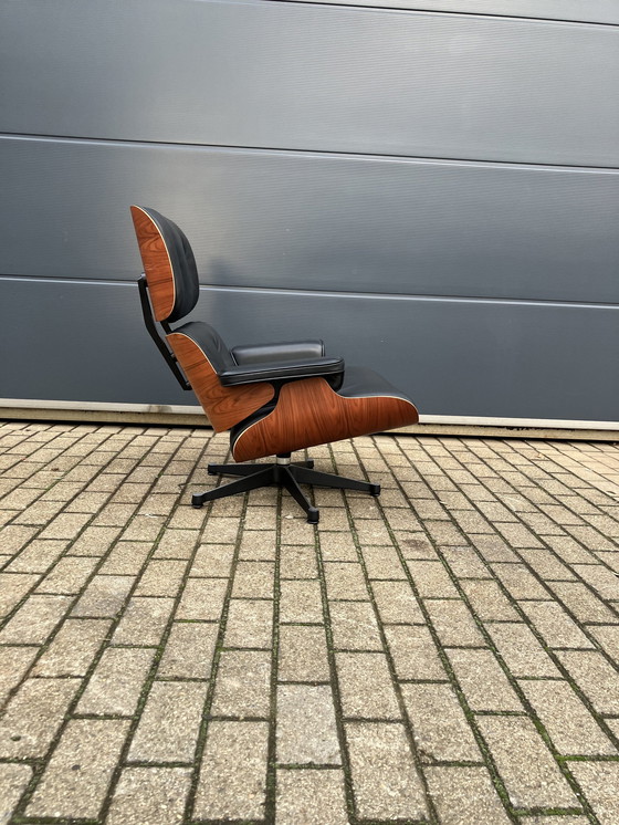 Image 1 of Original Vitra Eames Lounge Chair Xl + Ottoman Rosewood Wood And Premium Black Leather