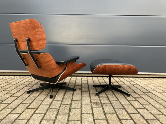 Image 1 of Original Vitra Eames Lounge Chair Xl + Ottoman Rosewood Wood And Premium Black Leather