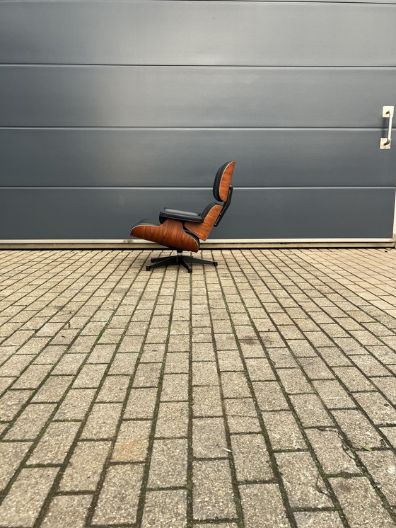 Image 1 of Original Vitra Eames Lounge Chair Xl + Ottoman Rosewood Wood And Premium Black Leather