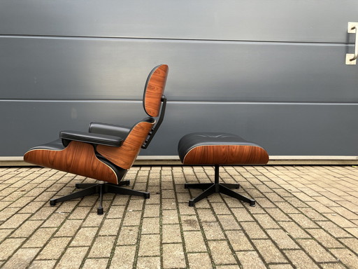 Original Vitra Eames Lounge Chair Xl + Ottoman Rosewood Wood And Premium Black Leather