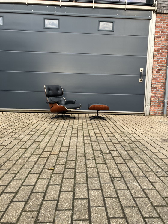 Image 1 of Original Vitra Eames Lounge Chair Xl + Ottoman Rosewood Wood And Premium Black Leather