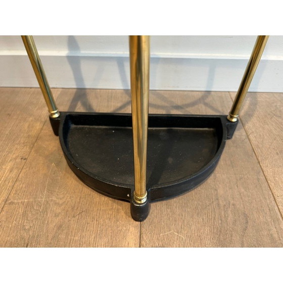 Image 1 of Portaombrelli vintage arrotondato in ottone e ghisa, Francia 1900