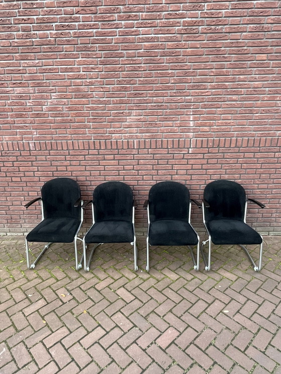 Image 1 of Four Original Gispen 413 Armchairs / Chairs. 1960'S Netherlands