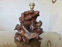 Imposing Brutalist Olive Wood Lamp, 1970