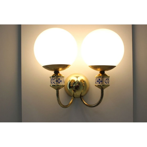 Image 1 of Pair of vintage brass wall sconces, 1970