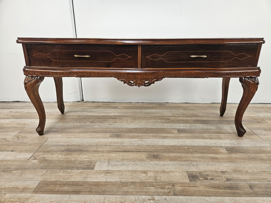 Image 1 of Chippendale Toelette In Walnut With Brass Handles