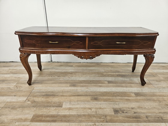 Image 1 of Chippendale Toelette In Walnut With Brass Handles