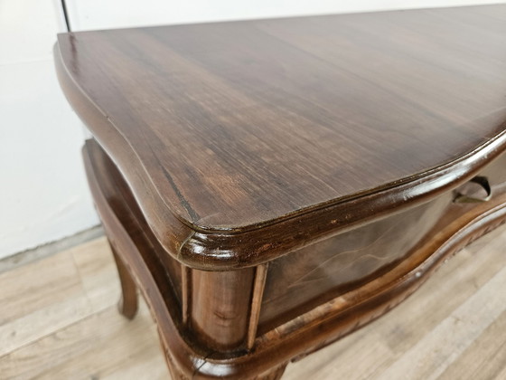 Image 1 of Chippendale Toelette In Walnut With Brass Handles