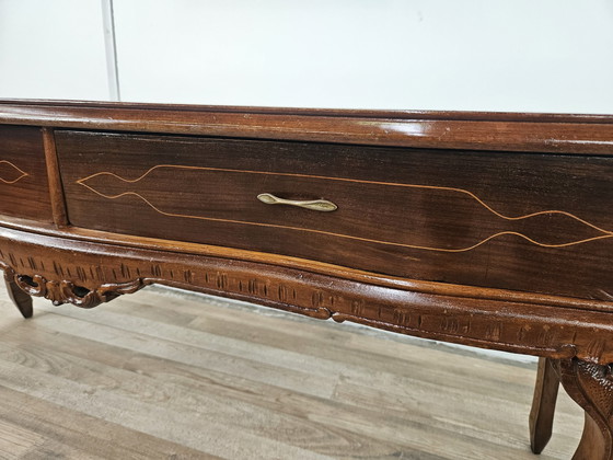 Image 1 of Chippendale Toelette In Walnut With Brass Handles