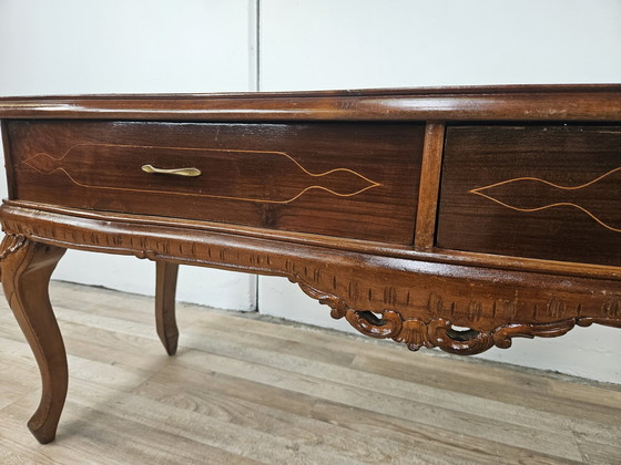 Image 1 of Chippendale Toelette In Walnut With Brass Handles