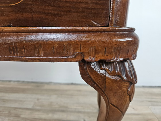 Image 1 of Chippendale Toelette In Walnut With Brass Handles