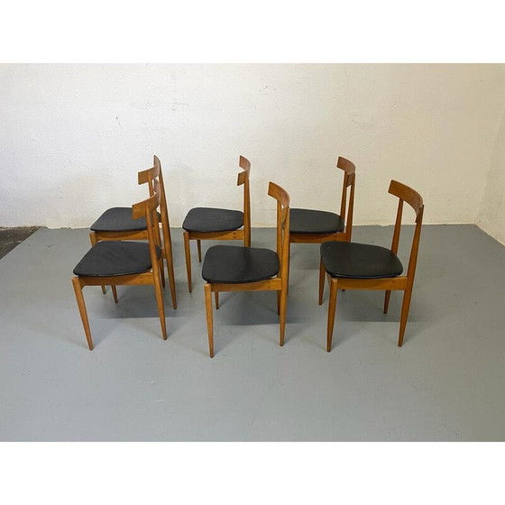 Image 1 of Set of 6 vintage wood and leather chairs by Alan Fuchs for Úluv, Czechoslovakia 1960