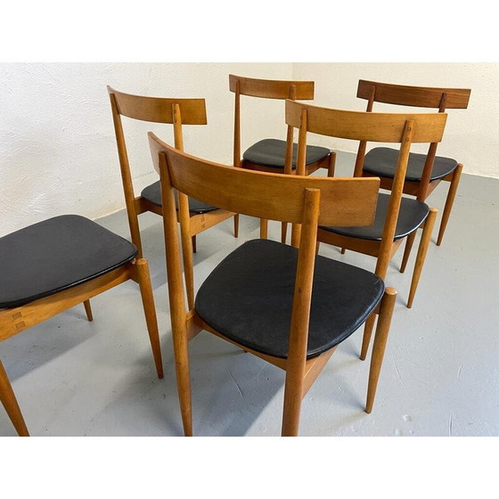 Image 1 of Set of 6 vintage wood and leather chairs by Alan Fuchs for Úluv, Czechoslovakia 1960