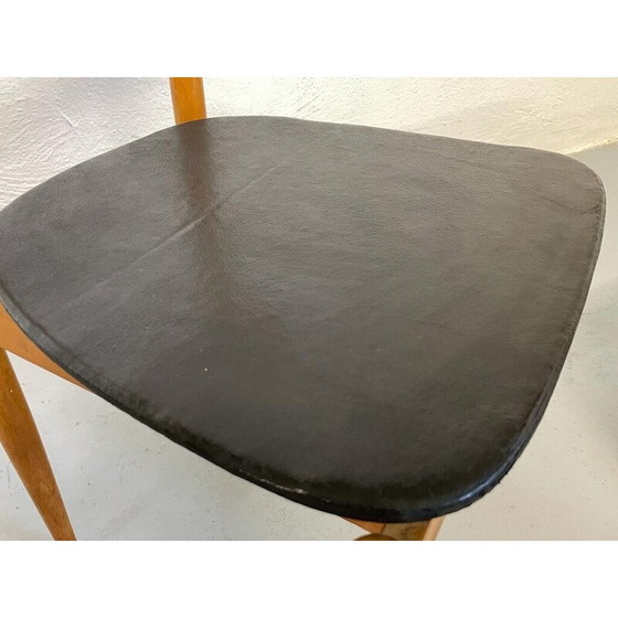 Image 1 of Set of 6 vintage wood and leather chairs by Alan Fuchs for Úluv, Czechoslovakia 1960