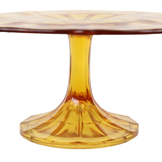 Image 1 of Amber Art Deco Cake Dish