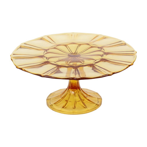 Amber Art Deco Cake Dish