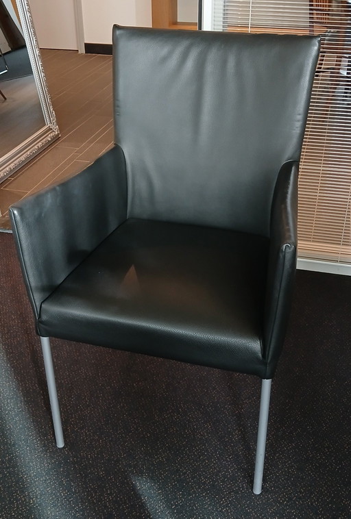 7x Black Leather Arc Chairs, Brand Bert Plantagie