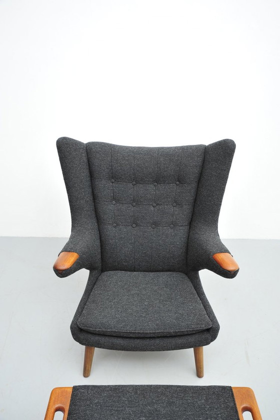 Image 1 of Hans J. Wegner Papa Bär Chair AP19 1951 with ottoman