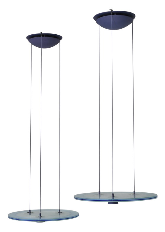 Image 1 of Pair of Aurora Pendant Lamps by Arteluce – Italy, 1983