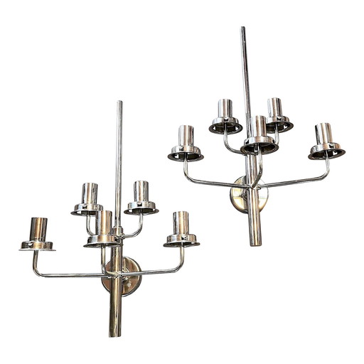 2x Hans-Agne Jakobsson Chromed Wall Lamps