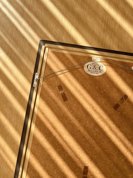 Image 1 of Stampa artistica botanica vintage di grandi dimensioni incorniciata in una cornice di radica