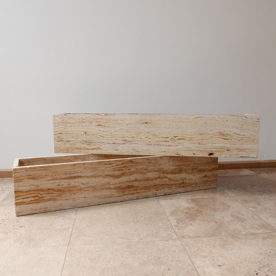 Image 1 of Pair of mid-century travertine planters, Belgium 1970s