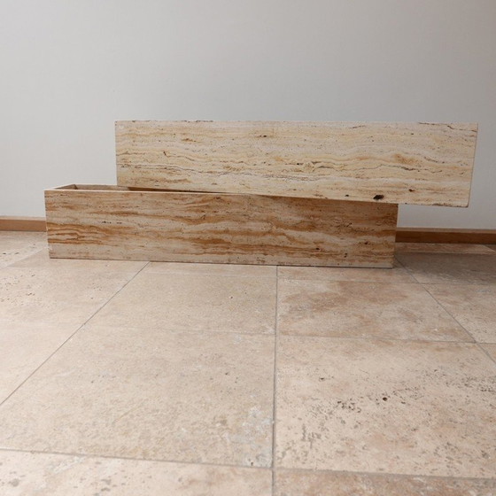 Image 1 of Pair of mid-century travertine planters, Belgium 1970s