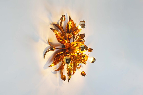 Image 1 of 1X Gilded Floral Flush Mount Light