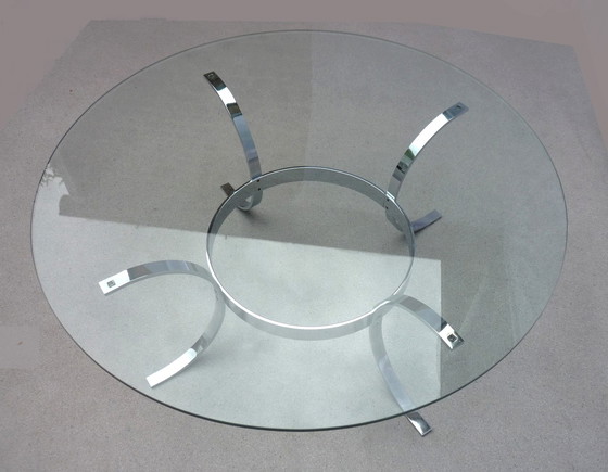 Image 1 of Table basse vintage en verre et chrome